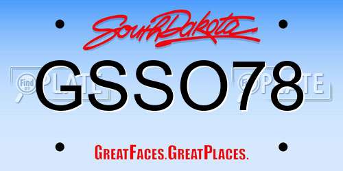 GSSO78 South Dakota License Plate