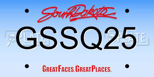 GSSQ25 South Dakota License Plate