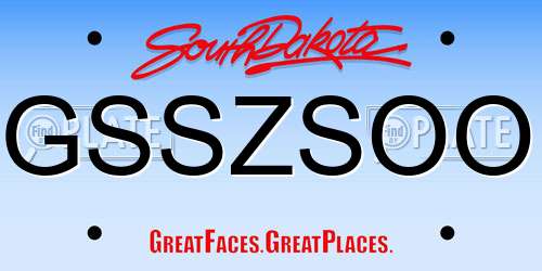 GSSZSOO South Dakota License Plate