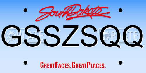 GSSZSQQ South Dakota License Plate