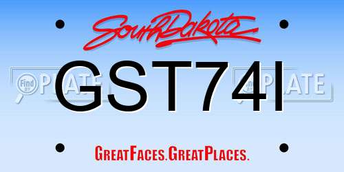 GST74I South Dakota License Plate