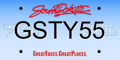 GSTY55 South Dakota License Plate