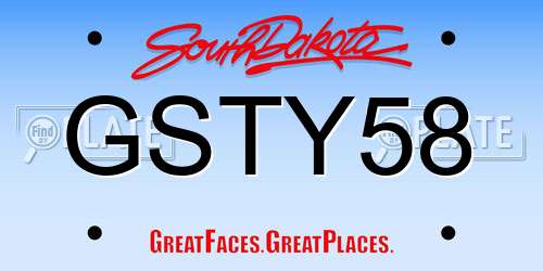 GSTY58 South Dakota License Plate