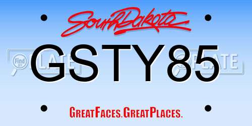 GSTY85 South Dakota License Plate