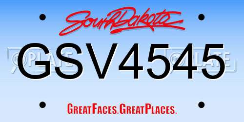 GSV4545 South Dakota License Plate