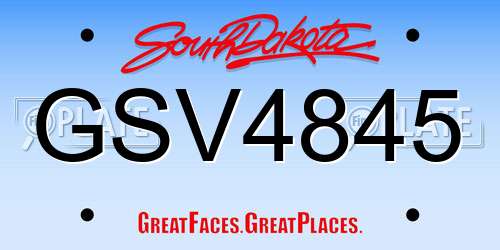 GSV4845 South Dakota License Plate
