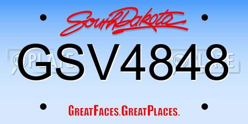 GSV4848 South Dakota License Plate
