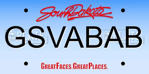 GSVABAB South Dakota License Plate