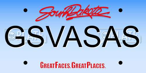GSVASAS South Dakota License Plate