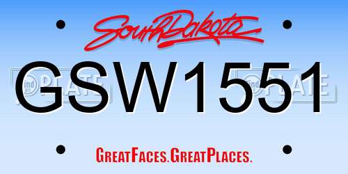 GSW1551 South Dakota License Plate
