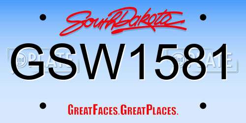 GSW1581 South Dakota License Plate