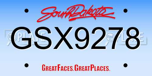 GSX9278 South Dakota License Plate