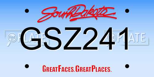 GSZ241 South Dakota License Plate