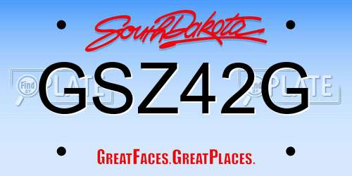GSZ42G South Dakota License Plate