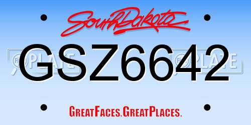 GSZ6642 South Dakota License Plate