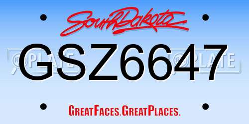 GSZ6647 South Dakota License Plate