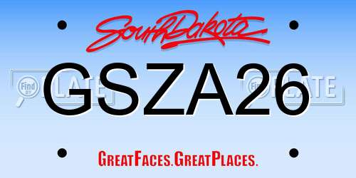 GSZA26 South Dakota License Plate