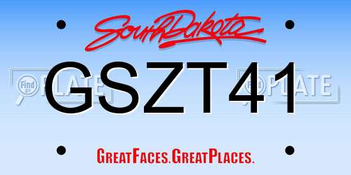 GSZT41 South Dakota License Plate