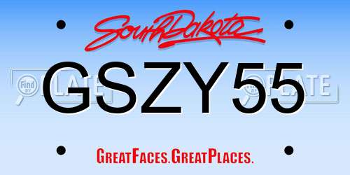 GSZY55 South Dakota License Plate