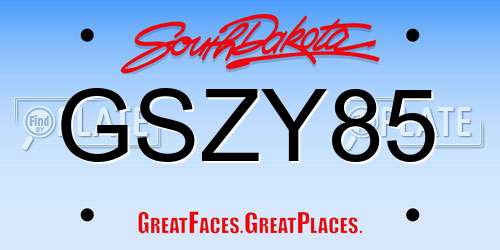 GSZY85 South Dakota License Plate