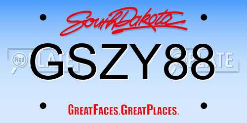 GSZY88 South Dakota License Plate
