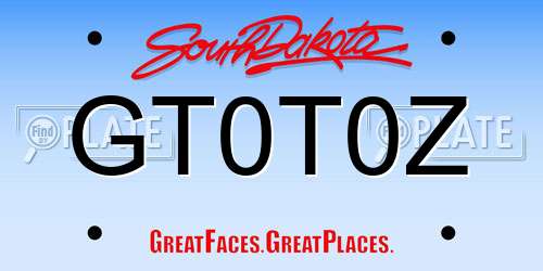GT0T0Z South Dakota License Plate