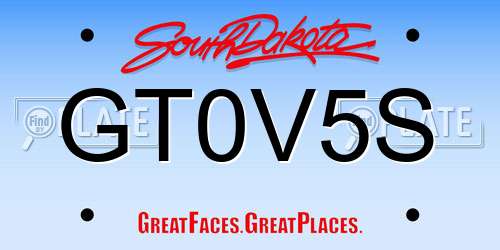 GT0V5S South Dakota License Plate