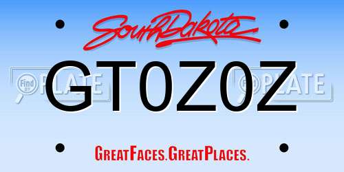 GT0Z0Z South Dakota License Plate