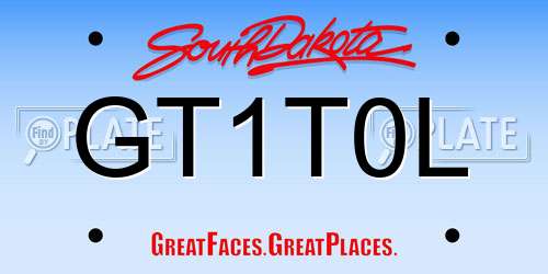 GT1T0L South Dakota License Plate