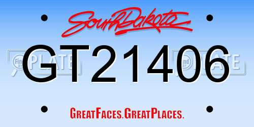 GT21406 South Dakota License Plate