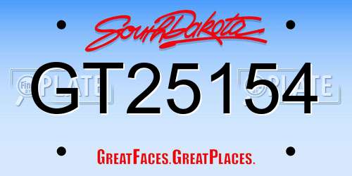 GT25154 South Dakota License Plate