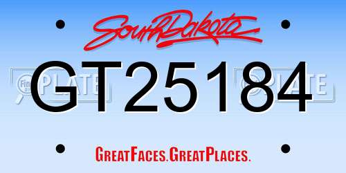 GT25184 South Dakota License Plate