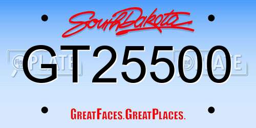 GT25500 South Dakota License Plate