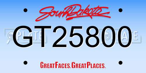 GT25800 South Dakota License Plate