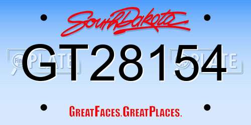 GT28154 South Dakota License Plate