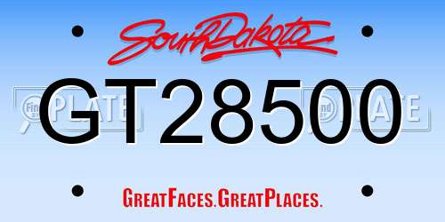 GT28500 South Dakota License Plate