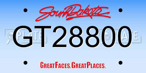 GT28800 South Dakota License Plate