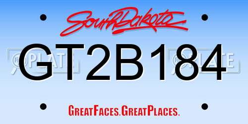 GT2B184 South Dakota License Plate