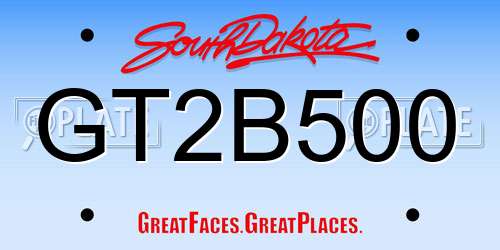 GT2B500 South Dakota License Plate