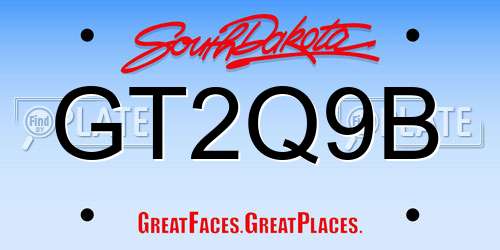 GT2Q9B South Dakota License Plate