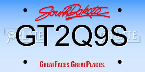 GT2Q9S South Dakota License Plate