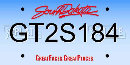 GT2S184 South Dakota License Plate