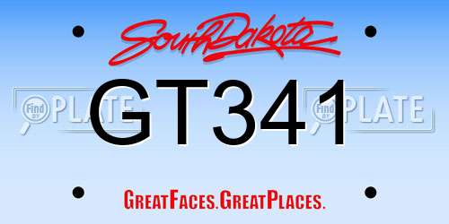GT341 South Dakota License Plate