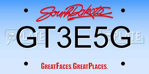 GT3E5G South Dakota License Plate