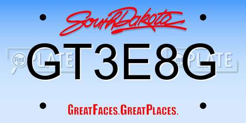 GT3E8G South Dakota License Plate