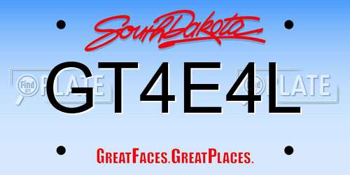 GT4E4L South Dakota License Plate