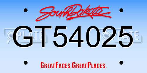 GT54025 South Dakota License Plate