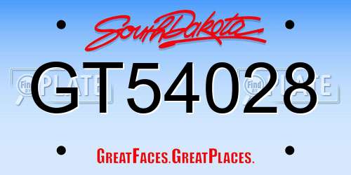 GT54028 South Dakota License Plate