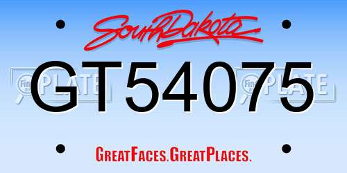 GT54075 South Dakota License Plate