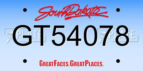 GT54078 South Dakota License Plate